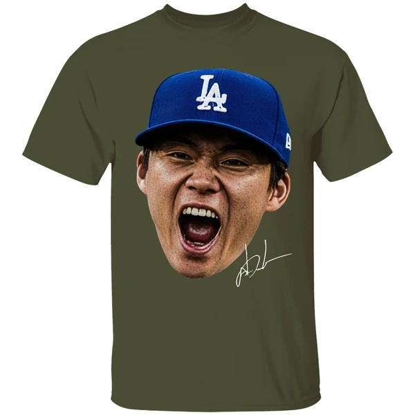 la dodgers yoshinobu yamamoto japanese pitcher signature shirt militarygreen