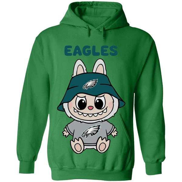 Labubu Philadelphia Eagles Nfl Football Cartoon Hoodie - Image 2