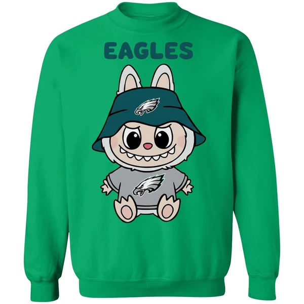 Labubu Philadelphia Eagles Nfl Football Cartoon Sweatshirt - Image 2