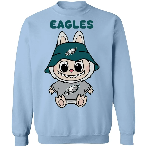 Labubu Philadelphia Eagles Nfl Football Cartoon Sweatshirt - Image 3