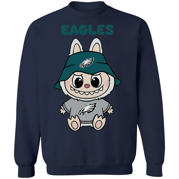 Labubu Philadelphia Eagles Nfl Football Cartoon Sweatshirt - Image 5
