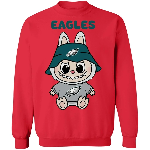 Labubu Philadelphia Eagles Nfl Football Cartoon Sweatshirt - Image 7