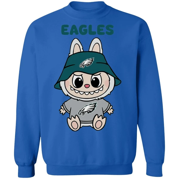 Labubu Philadelphia Eagles Nfl Football Cartoon Sweatshirt - Image 8