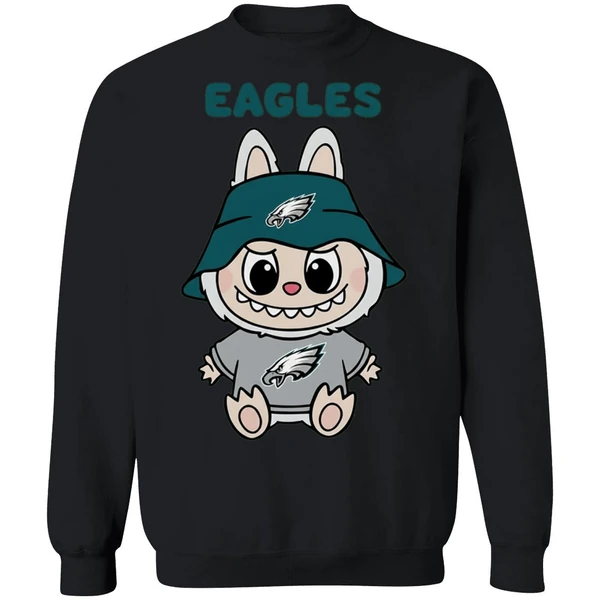 Labubu Philadelphia Eagles Nfl Football Cartoon Sweatshirt - Image 9
