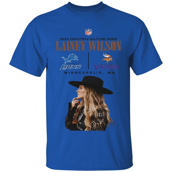 lainey-wilson-2025-christmas-halftime-show-detroit-lions-vs-minnesota-vikings-shirt-royalblue