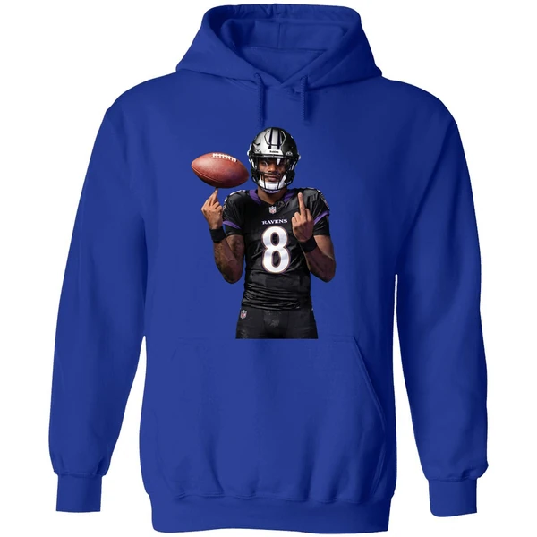 Lamar Jackson 8 Middle Finger Baltimore Ravens Hoodie - Image 7