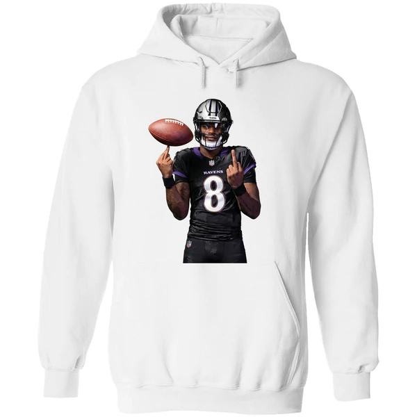 Lamar Jackson 8 Middle Finger Baltimore Ravens Hoodie - Image 8