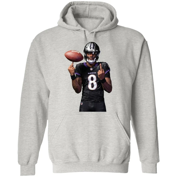 Lamar Jackson 8 Middle Finger Baltimore Ravens Hoodie - Image 9