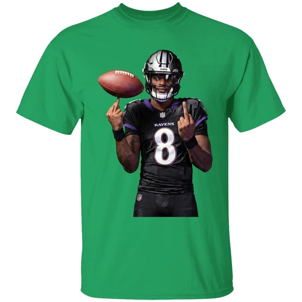 Lamar Jackson 8 Middle Finger Baltimore Ravens Shirt - Image 2