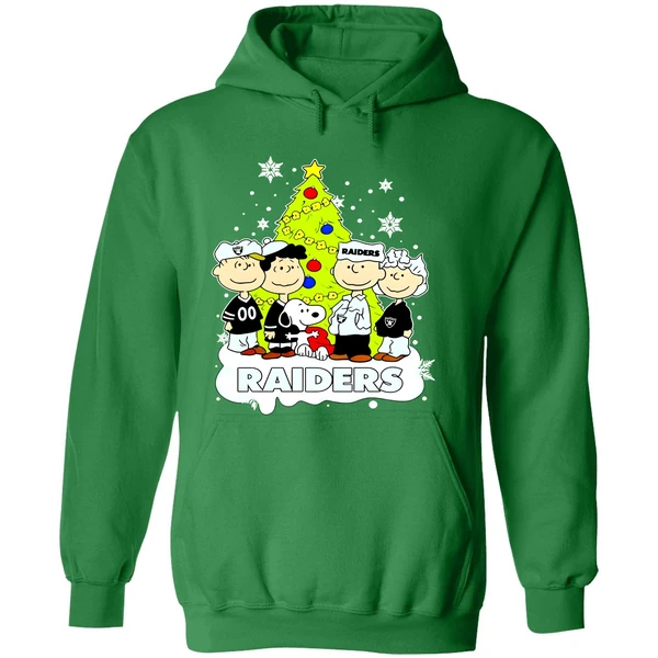 Las Vegas Raiders Peanuts Snoopy And Friends Christmas Tree Hoodie - Image 2
