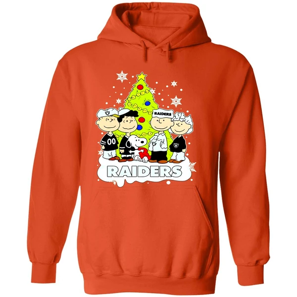 Las Vegas Raiders Peanuts Snoopy And Friends Christmas Tree Hoodie - Image 6