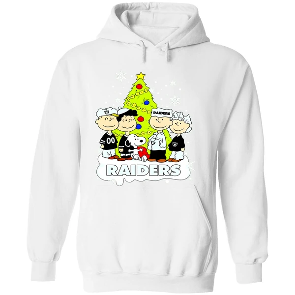 Las Vegas Raiders Peanuts Snoopy And Friends Christmas Tree Hoodie - Image 8