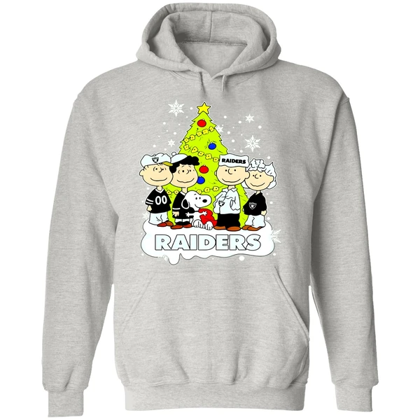 Las Vegas Raiders Peanuts Snoopy And Friends Christmas Tree Hoodie - Image 9