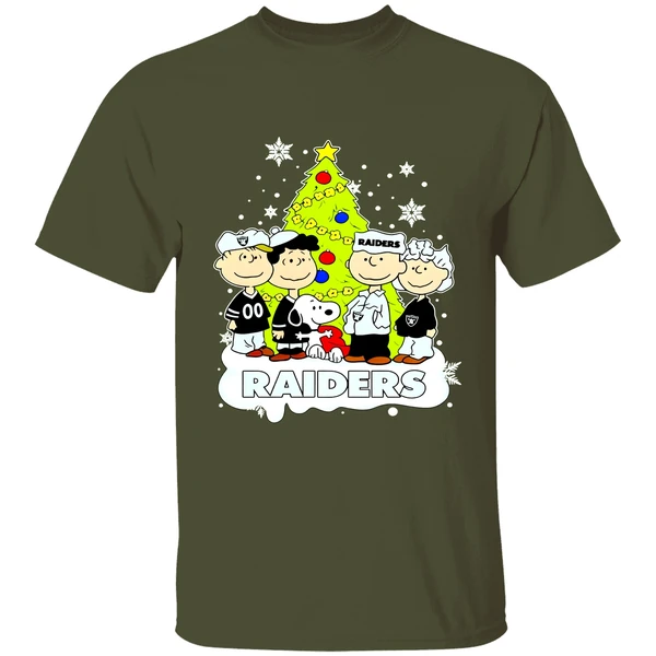 Las Vegas Raiders Peanuts Snoopy And Friends Christmas Tree Shirt - Image 3