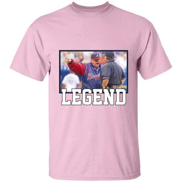 legend bobby cox umpire atlanta braves shirt lightpink