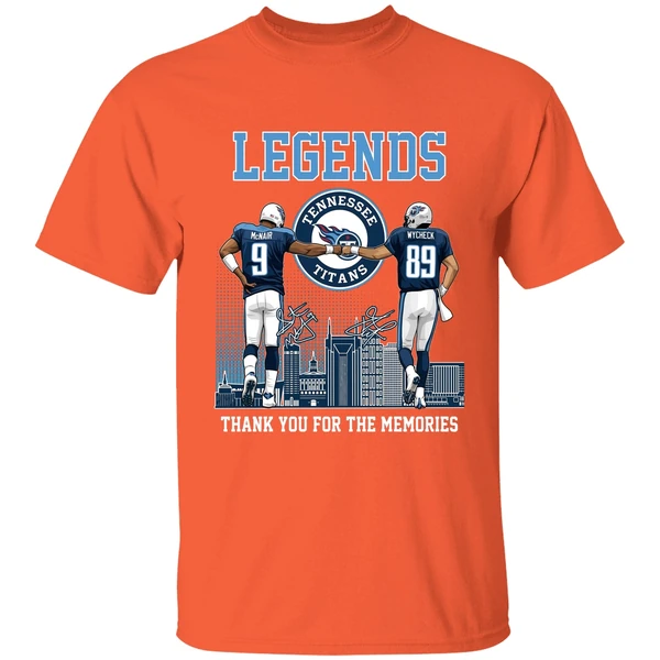 legends steve mcnair and frank wycheck tennessee titans shirt orange