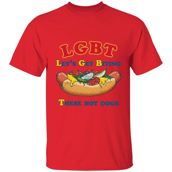 lgbt lets get biting these hot dogs shirt red