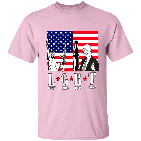 Lgbt Liberty Guns Beer Trump American Flag Shirt - Image 2