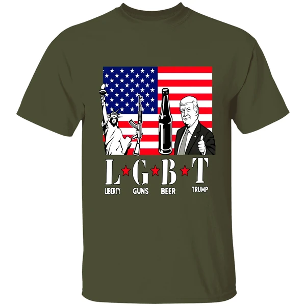 Lgbt Liberty Guns Beer Trump American Flag Shirt - Image 3