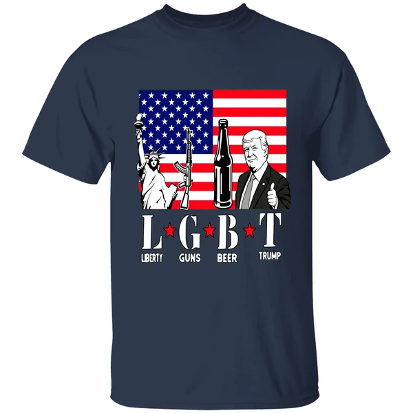 Lgbt Liberty Guns Beer Trump American Flag Shirt - Image 4