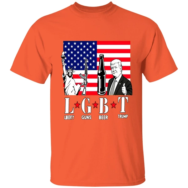Lgbt Liberty Guns Beer Trump American Flag Shirt - Image 5