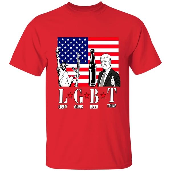 Lgbt Liberty Guns Beer Trump American Flag Shirt - Image 6