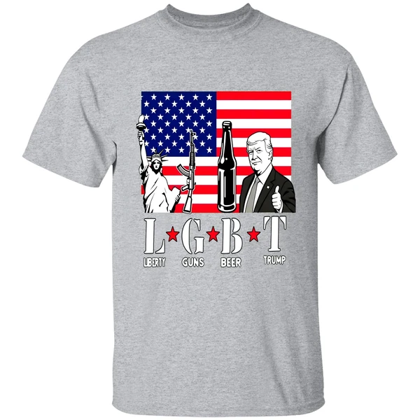 Lgbt Liberty Guns Beer Trump American Flag Shirt