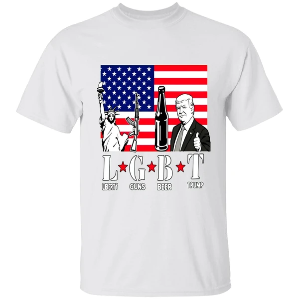 Lgbt Liberty Guns Beer Trump American Flag Shirt - Image 9