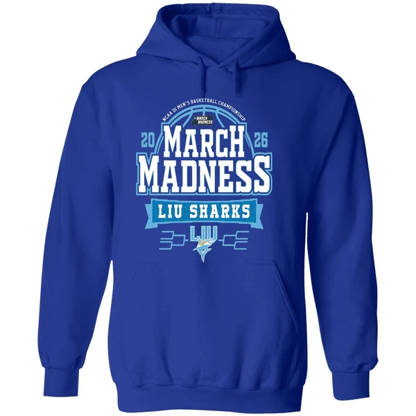 Liu Sharks Mens Basketball March Madness Bound Hoodie - Image 7
