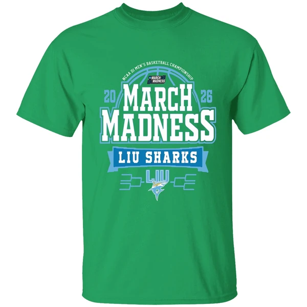Liu Sharks Mens Basketball March Madness Bound Shirt - Image 2