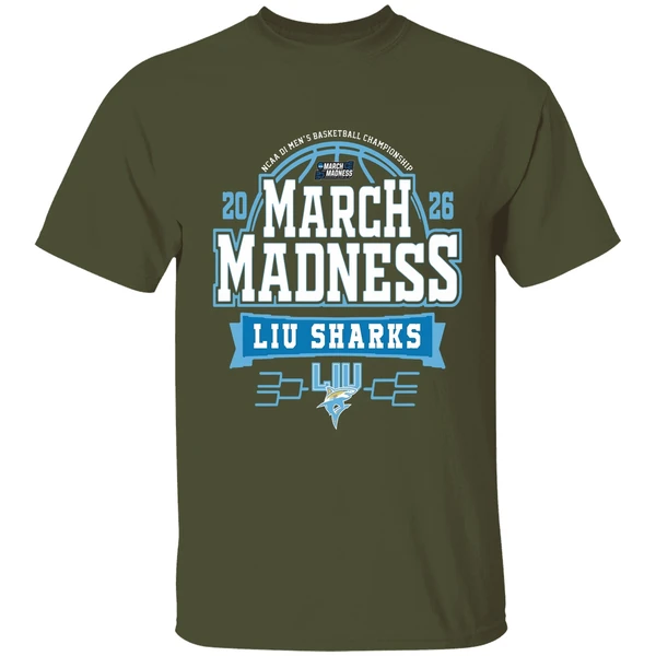 Liu Sharks Mens Basketball March Madness Bound Shirt - Image 4