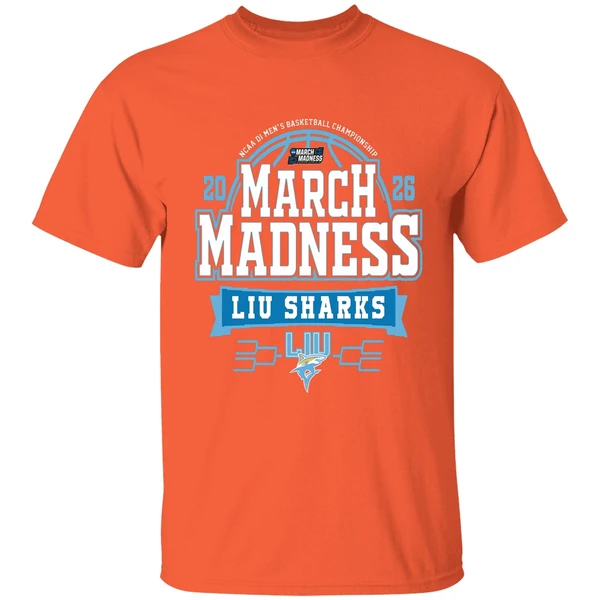 liu sharks mens basketball march madness bound shirt orange