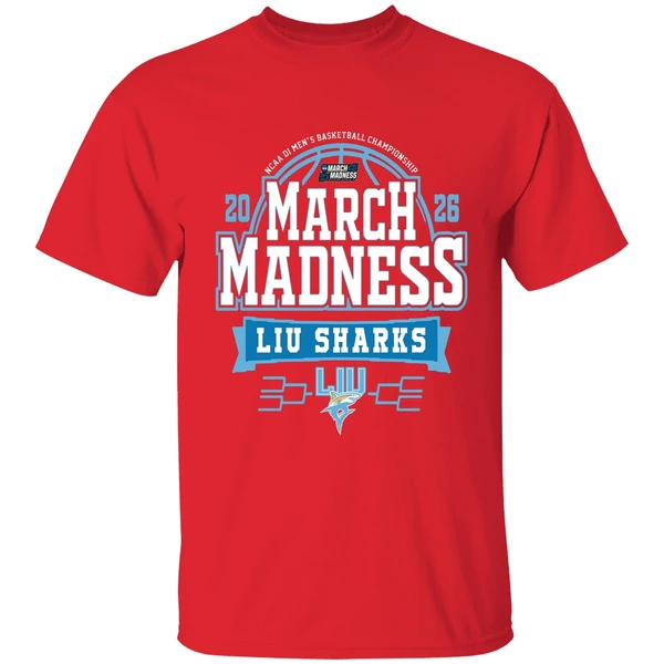 Liu Sharks Mens Basketball March Madness Bound Shirt - Image 7