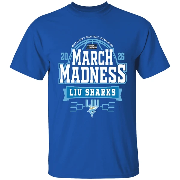 Liu Sharks Mens Basketball March Madness Bound Shirt - Image 8