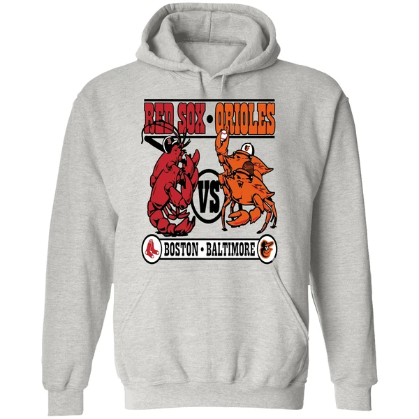 Lobster Boston Red Sox Vs Crab Baltimore Orioles Baseball Hoodie - Image 9