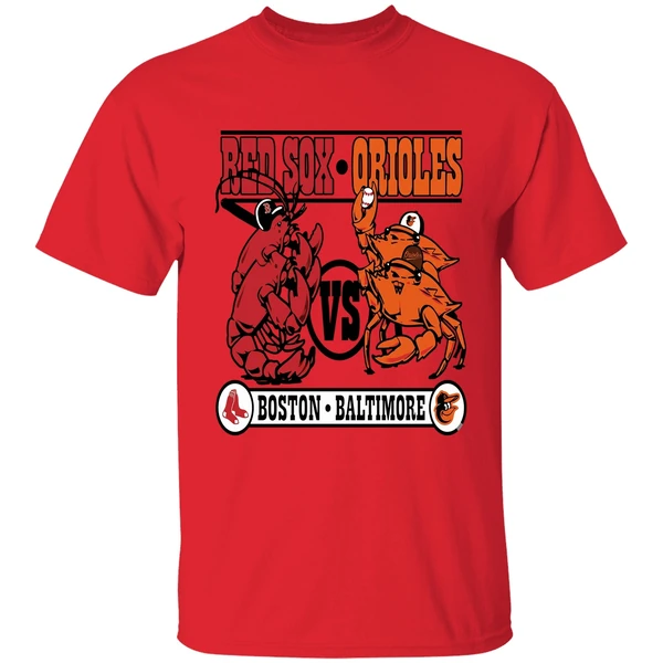 Lobster Boston Red Sox Vs Crab Baltimore Orioles Baseball Shirt - Image 4