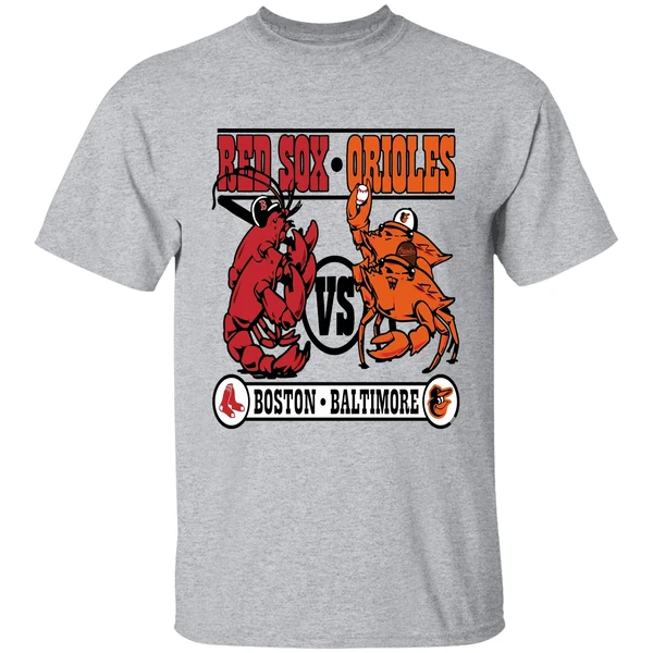 lobster boston red sox vs crab baltimore orioles baseball shirt sportgrey