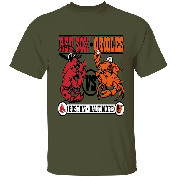 Lobster Boston Red Sox Vs Crab Baltimore Orioles Baseball Shirt - Image 9