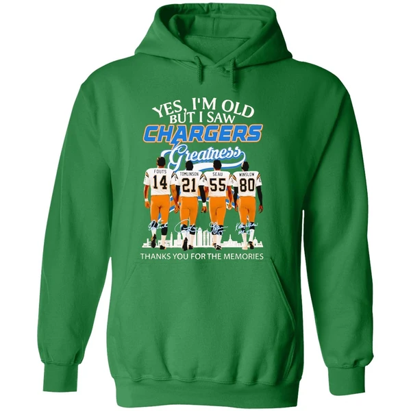 Los Angeles Chargers Yes Im Old But I Saw Greatness Thank You For The Memories Hoodie - Image 2