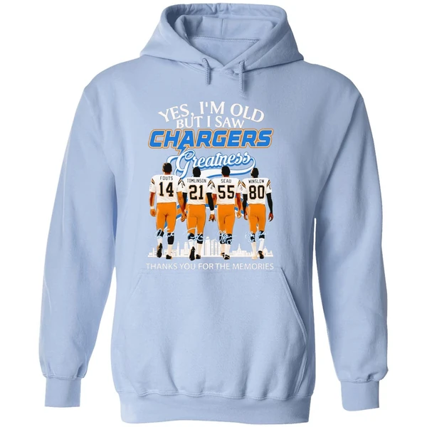 Los Angeles Chargers Yes Im Old But I Saw Greatness Thank You For The Memories Hoodie - Image 4
