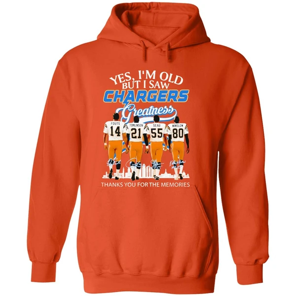 Los Angeles Chargers Yes Im Old But I Saw Greatness Thank You For The Memories Hoodie - Image 6