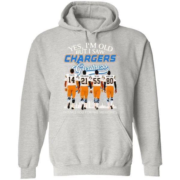 Los Angeles Chargers Yes Im Old But I Saw Greatness Thank You For The Memories Hoodie - Image 9