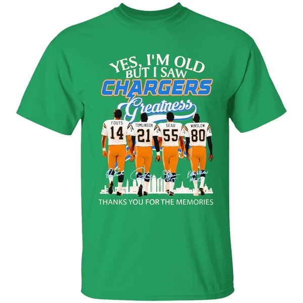 Los Angeles Chargers Yes Im Old But I Saw Greatness Thank You For The Memories Shirt - Image 2