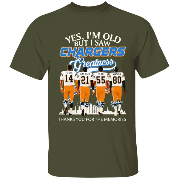 Los Angeles Chargers Yes Im Old But I Saw Greatness Thank You For The Memories Shirt - Image 4