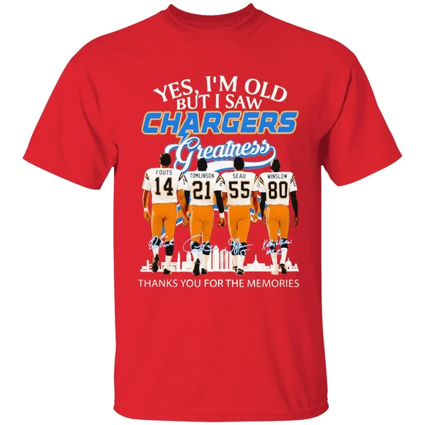 Los Angeles Chargers Yes Im Old But I Saw Greatness Thank You For The Memories Shirt - Image 7