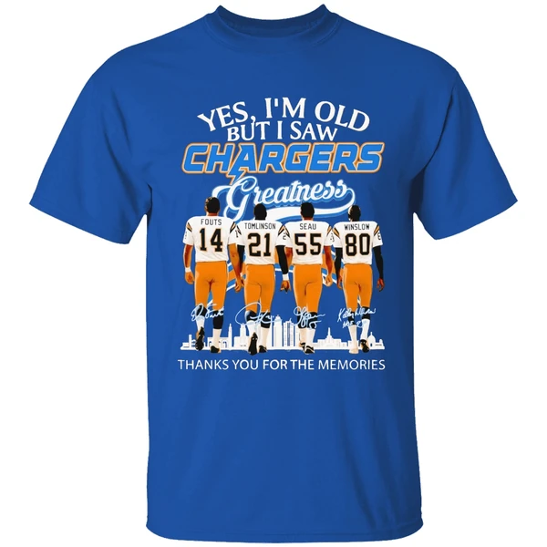 Los Angeles Chargers Yes Im Old But I Saw Greatness Thank You For The Memories Shirt - Image 8