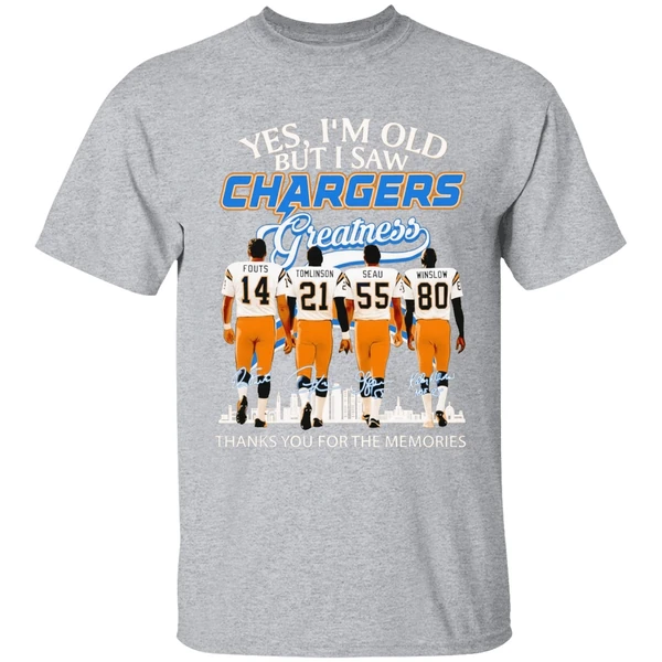 Los Angeles Chargers Yes Im Old But I Saw Greatness Thank You For The Memories Shirt - Image 9