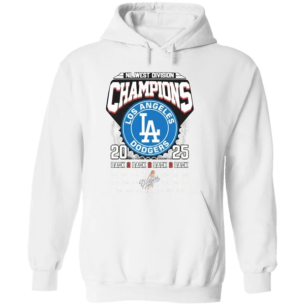 Los Angeles Dodgers 2025 Nl West Division Champions Back 2 Back 2 Back 2 Back Hoodie - Image 8