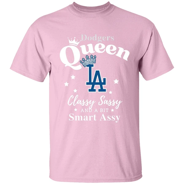 los angeles dodgers baseball queen classy sassy and a bit smart assy shirt lightpink