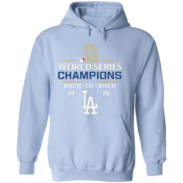 Los Angeles Dodgers Mlb Logo Baseball Back 2 Back World Series Champions 24 25 Hoodie - Image 4